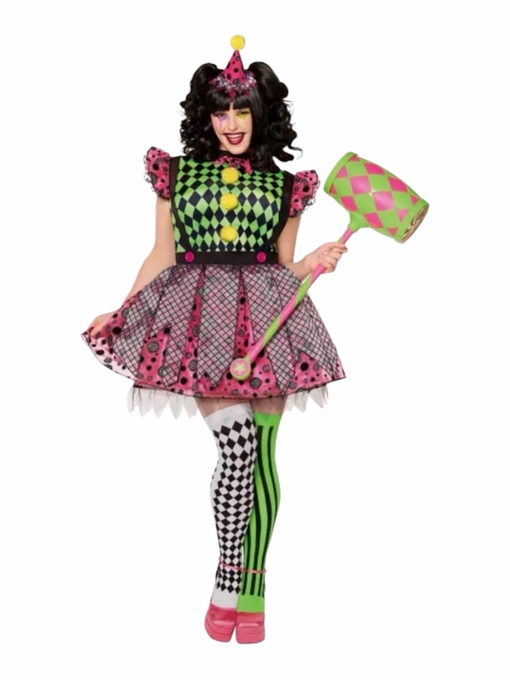 NWOT Neon Clown Costume - Pink & Green